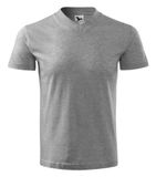 V-neck - Tričko unisex - tmavosivý melír