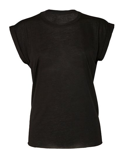 Women´s Flowy Muscle Tee With Rolled Cuff - Black