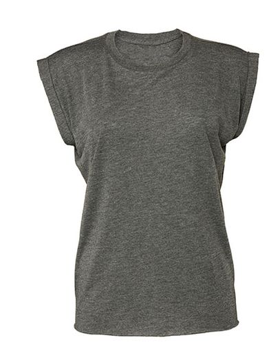 Women´s Flowy Muscle Tee With Rolled Cuff - Dark Grey Heather