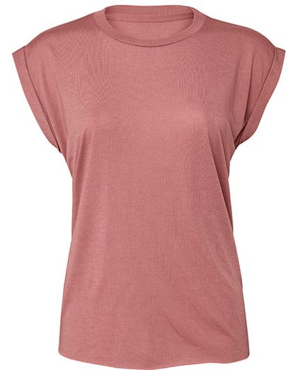 Women´s Flowy Muscle Tee With Rolled Cuff - Mauve